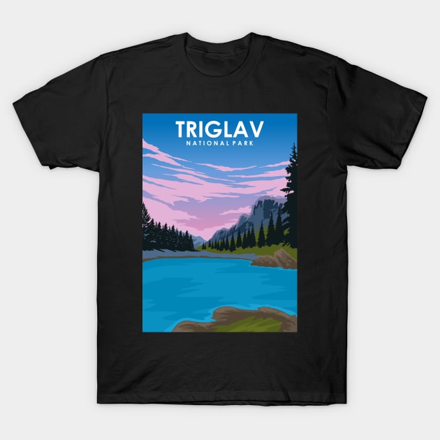 Triglav Solvenia National Park Travel Poster T-Shirt by jornvanhezik